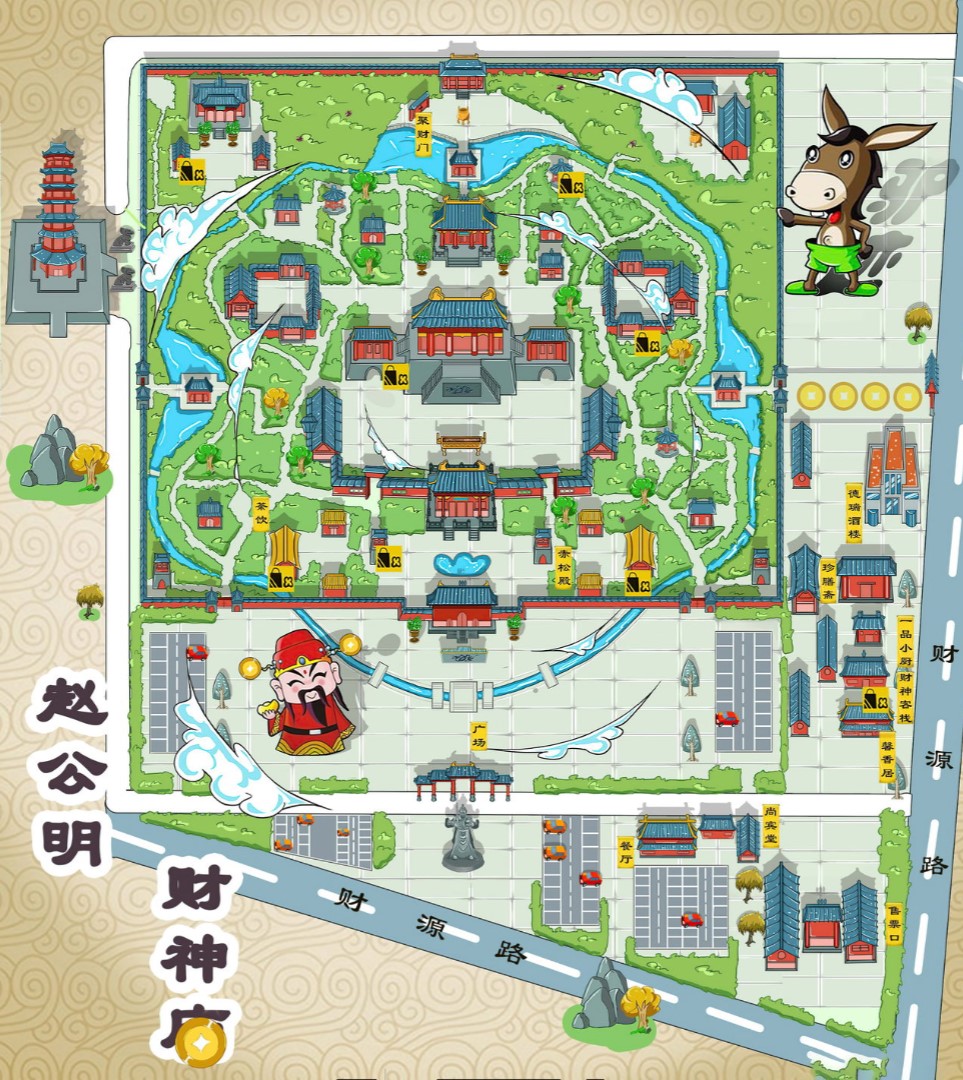 洛江寺庙类手绘地图